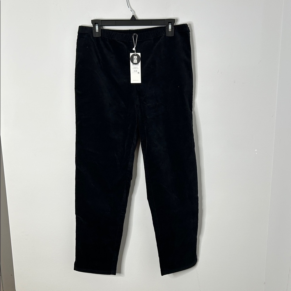Eileen Fisher Black Slim Ankle Organic Cotton Stretch Velvet Pants NWT